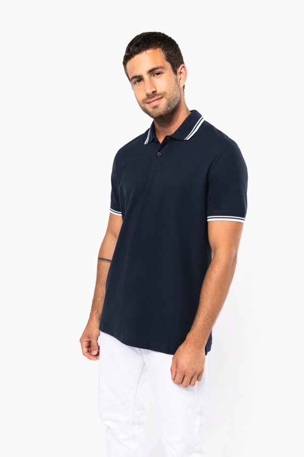 Polo homme manches courtes à liserés contrastés – Image 3
