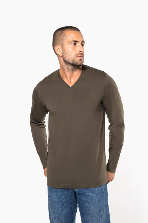 T-shirt col V manches longues