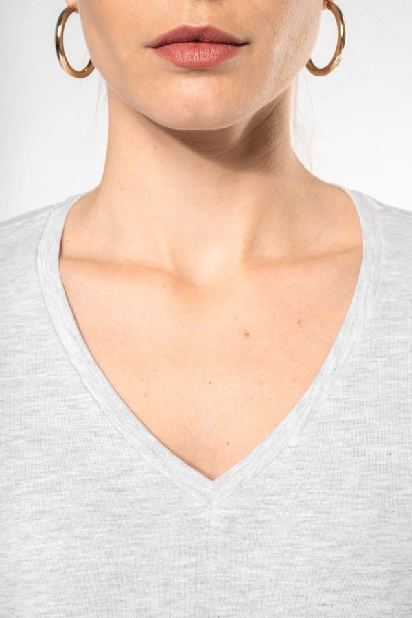 T-shirt col V manches longues femme – Image 3