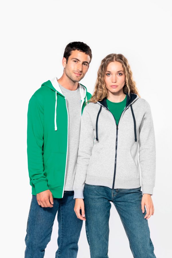 Sweat-shirt zippé capuche contrastée femme – Image 4