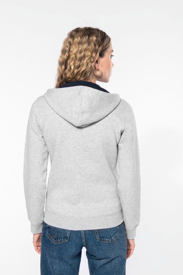 Sweat-shirt zippé capuche contrastée femme – Image 2