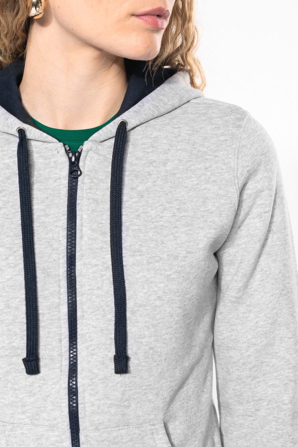 Sweat-shirt zippé capuche contrastée femme – Image 7