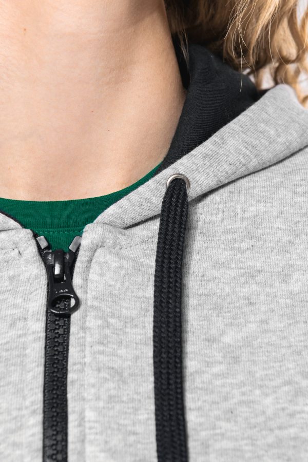 Sweat-shirt zippé capuche contrastée femme – Image 6
