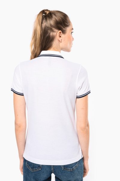 Polo femme manches courtes à liserés contrastés – Image 2