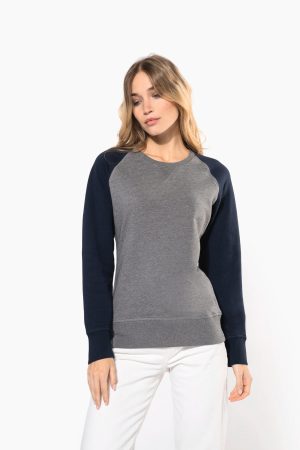 Sweat-shirt French Terry Bio bicolore col rond manches raglan femme