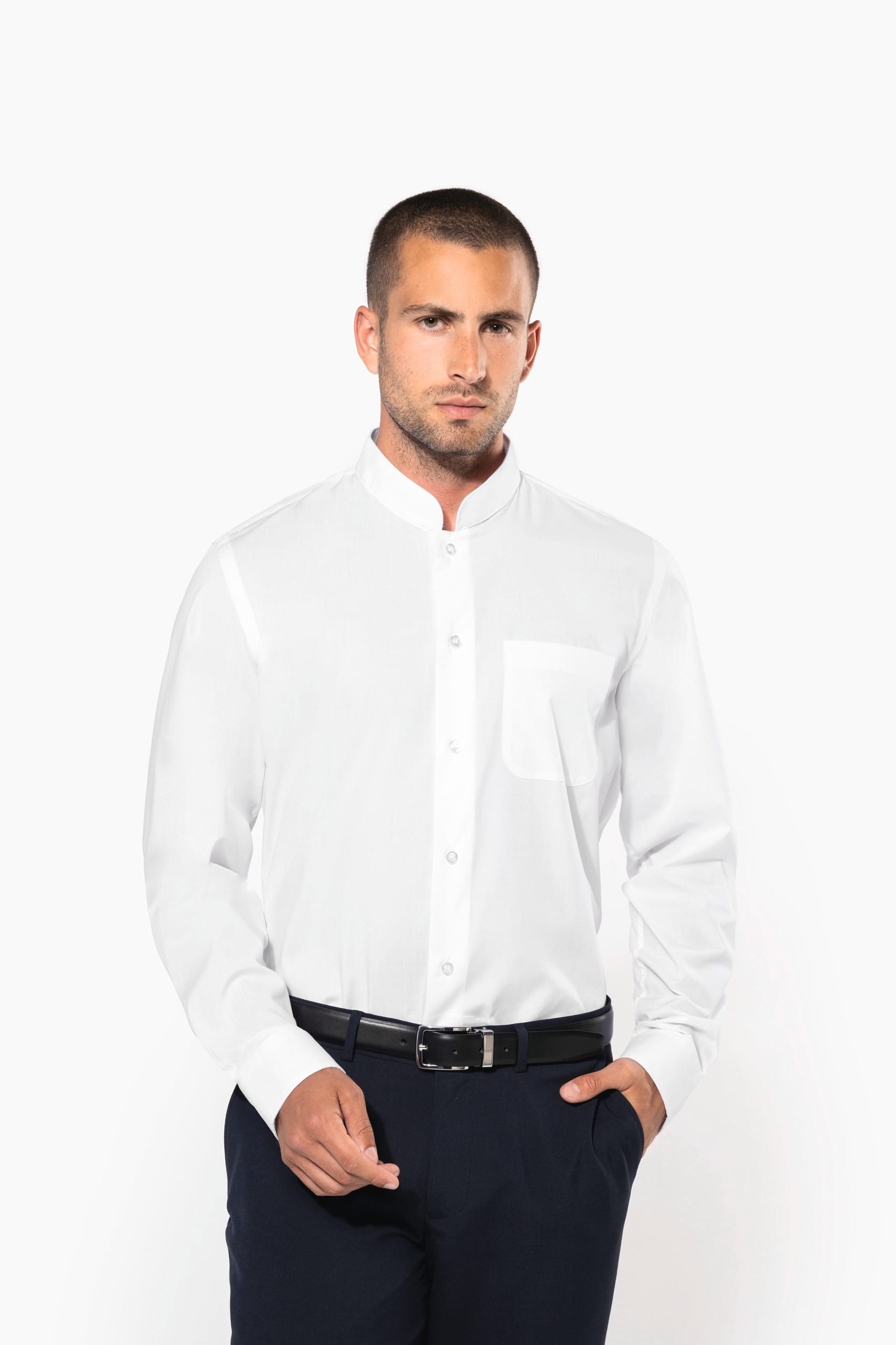 Chemise col mao manches longues
