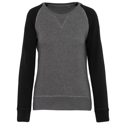 Sweat-shirt French Terry Bio bicolore col rond manches raglan femme – Image 15